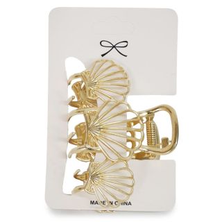 Pinza De Metal En Forma De Conchas Varios Modelos En Color Dorado De 6.5 Cm | XQ-19-825