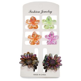 Pinzas Chicas De Acrílico En Forma De Flores Hawaianas Colores Translúcidos 13.5 Cm | XQ-19-830
