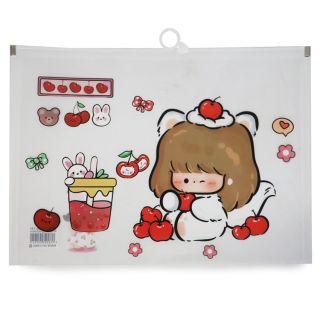 Folder Escolar Plastificado En Blanco Mate Estampado Cerezas Cherry Y Manzanas 33 x 24 Cm | XQ-20-848