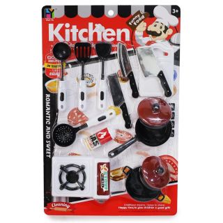 Set De Cocina Con Accesorios De Plástico En Color Blanco Y Negro 43.5 Cm | CA075716