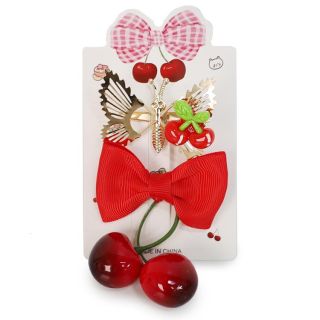Picos Garza De Metal Con Mariposa Y Moño Con Cerezas Cherry Medianas 11 Cm | ZXQ04091