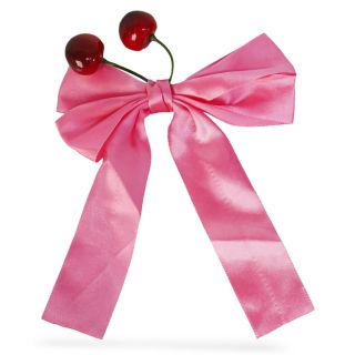 Pico Garza De Metal Con Moño Grande De Tela Y Cerezas Cherry Varios Colores 14 Cm | ZXQ04097