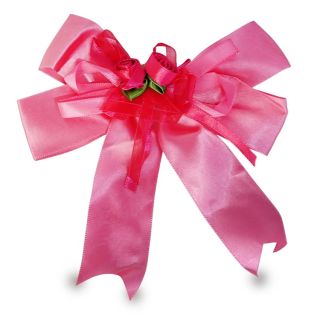 Pico Garza De Metal Con Moño Grande De Tela Listones De Organza Y Flores 15 Cm | ZXQ04100