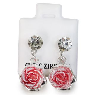 Aretes Chicos Con Piedra De Zirconia Y Flor De Acrílico Colgante Colores 2.3 Cm | ZXQ04106