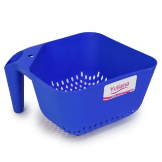 Colador Yuliana Grande Cuadri Ovalado Con Asa En Color Azul Mate De 11.5 x 18.5 Cm | MX-153A