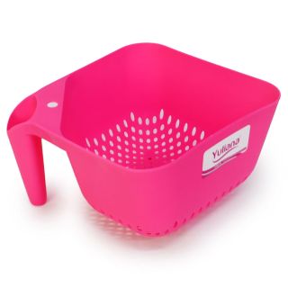 Colador Yuliana Grande Cuadri Ovalado Con Asa En Color Rosa mate De 11.5 x 18.5 Cm | MX-153ROS