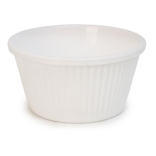 Ramekin De Melaplast Yuliana En Color Blanco Para Postres Grabado Líneas 4 Oz 8.7 x 4.3 Cm | MX-357W
