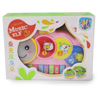 Piano Didáctico En Forma De Gusano Con Luces Y Sonidos en Color Rosa 22.4 Cm | VR-AIC1090