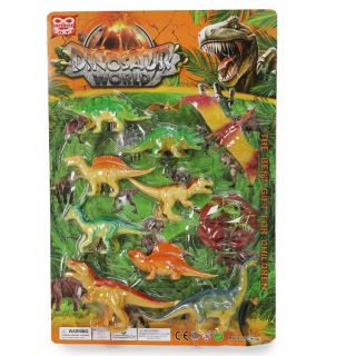 Dinosaurios De Plástico Didácticos De Colores En Blister 42.5 Cm | AB-00046