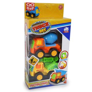 Grúa Y Camión Mezcladora De Plástico Chicos De Fricción Con Movimiento 24 cm | AB-00399