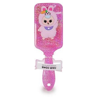 Cepillo De Acrílico Cuadrado Mango Ovalado Cubierto De Glitter Con Muñeco Goma 22 Cm | 25MK-H-28