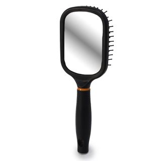 Cepillo Grande De Plástico En Color Negro Cuadrado Ovalado Espejo Líneas Colores 14.5 Cm | XH7262