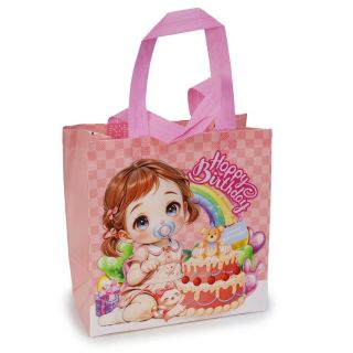 Bolsa Ecológica Textil Chica Con Estampado De Feliz Cumpleaños Colores 23 x 22 Cm | XH7164