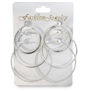 Aretes Arracadas De Metal Varios Tamaños Y Figuras En Color Plateado 12 Cm | XH7295