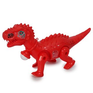 Dinosaurio De Plástico En Color Rojo Estampado Con Luces Sonido Y Movimiento 27.5 Cm | CL-GY-148