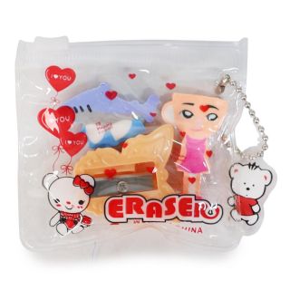 Sacapuntas Y Gomas Escolares De Colores En Forma De Tralaleros Estampadas 8 Cm | 25MK-I-122