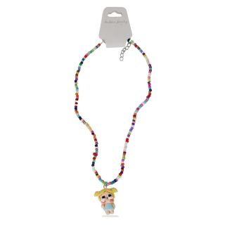 Collar Mediano Con Línea De Chaquiras De Colores Y Dije Bebe Con Disfraz Animales 25 Cm | 25MK-G-33