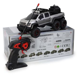 Camioneta 4x4 Radio Control Plateada Con 6 Llantas Luces Y Lanzadora De Humo 27.5 Cm | CL-YH483