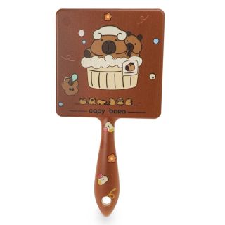 Espejo Grande Cuadrado Con Mango Ovalado Estampado Capibaras Colores 24 Cm | 25MK-H-24