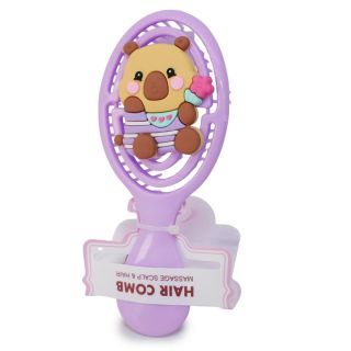 Cepillo De Plástico Chico Ovalado En Varios Colores Perforado Con Capibara De Goma 14 Cm | 25MK-H-33