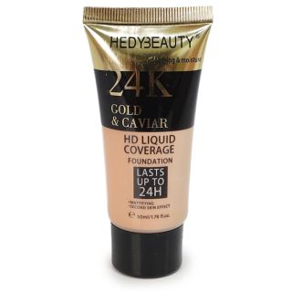Maquillaje BB Líquido Cremoso 24K Con Caviar Efecto Natural Envase Línea Dorada 50 Ml | F-0010