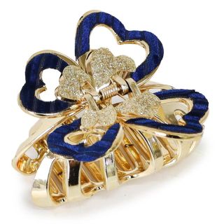 Pinza Grande De Plástico En Color Dorado Figura Mariposa Con Glitter Y Terciopelo 8 Cm | TA-1530-1