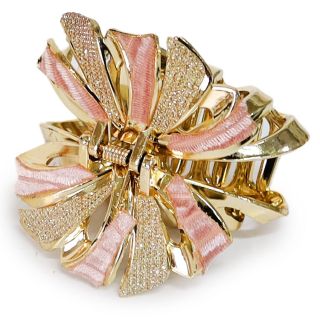 Pinza Grande De Plástico En Color Dorado Moño Rectángulos Terciopelo Colores 7.5 Cm | TA-1530-1