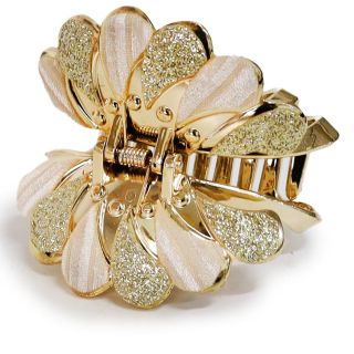 Pinza Grande De Plástico En Color Dorado Moño Puntos Y Gotas Terciopelo Colores 7.5 Cm | TA-1530-1