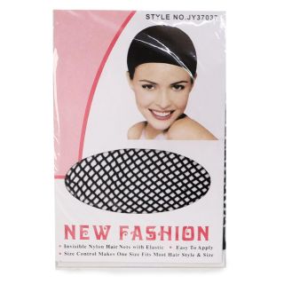 Red Para Cabello De Tela En Color Negro Elástica Cuadriculada Circular 12 Cm | JH-M7001