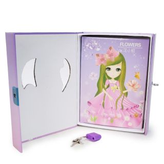 Diario Chico Estampado Princesa Vestido Rosa En Estuche Morado Con Candado 16 Cm | MTI-893