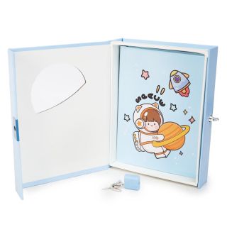 Diario Chico Estampado Astronauta En Estuche Azul Claro Con Candado 16 Cm | MTI-894