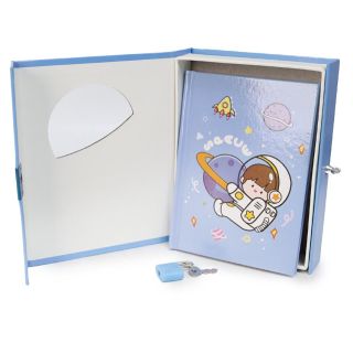 Diario Chico Estampado Astronauta En Estuche Azul Fuerte Con Candado 16 Cm | MTI-894