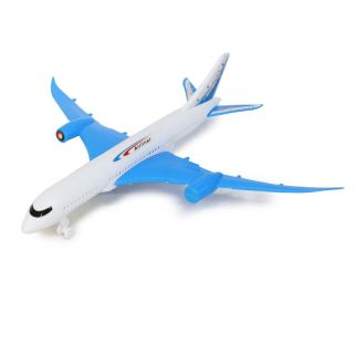 Avión De Plástico Mediano En Color Blanco Con Azul De Fricción Estampado 30 Cm | EKZ-1417