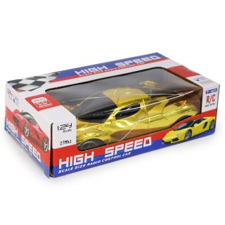 Carro A Control Remoto Chico Deportivo Metalizado En Color Dorado Con Antena 18 Cm | FLA-1420