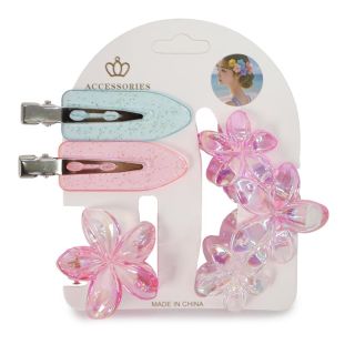 Pinzas De Acrílico En Forma De Flores Hawaianas Y Picos Garza Transparentes 10.5 Cm | XH7303