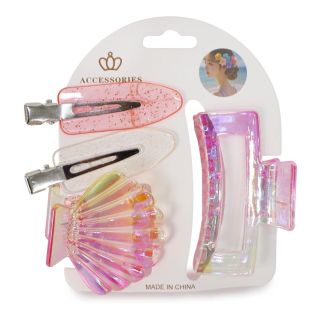 Pinzas De Acrílico En Forma De Almeja Y Rectangular Picos Garza Transparentes 10.5 Cm | XH7303