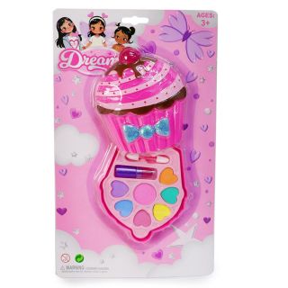 Cosméticos Infantiles En Estuche Pastelillo De Plástico Rosa Sombras Y Labial 12 Cm | CC044989