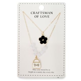 Collares De Metal Cadenas Delgadas En Color Dorado Con Dijes Y Perlas Colgantes 14 Cm | SC25-G05