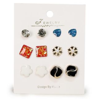 Aretes Cortos De Metal Con Figuras Estampadas Piedras Y Perlas Varios Colores 9 Cm | SC25-G49