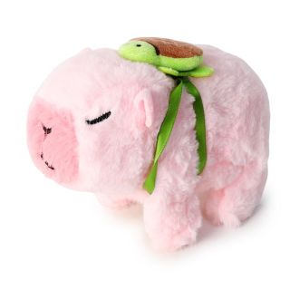 Capibara En Color Rosa Con Mochila tortuga De Peluche Movimiento Y Sonidos 17 Cm | CL-ZH156