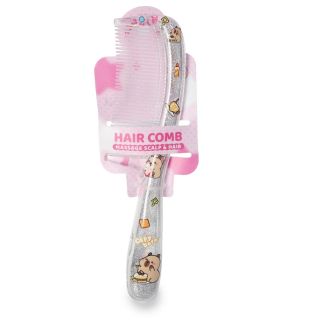 Peine Grande De Acrílico Ovalado Con Glitter Plateado Estampado Capibaras 20 Cm | KUN-4246