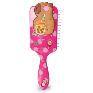 Cepillo Grande De Plástico Cuadrado Mango Ovalado Estampado Y Capibara De Goma 22 Cm | KUN-3559