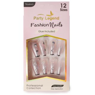 Uñas Postizas Largas En Punta Varios Colores Con Glitter Y Figuras De Acrílico Caja Rosa Beige 13.6 Cm | HU-ZJ2068