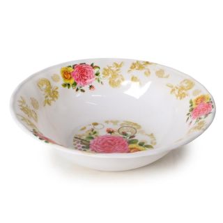 Plato De Melamina Mediano Blanco Sopero Ondulado Estampado Flores 17.4 x 4.5 Cm | RB-007B