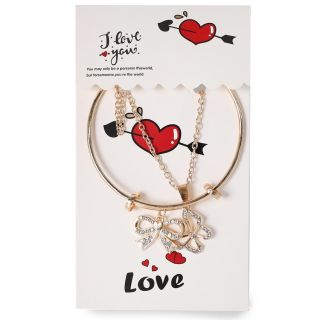 Pulsera Ajustable Y Collar Cadena Delgada De Metal En Color Dorado Con Dije Piedras 13 Cm | XH7473