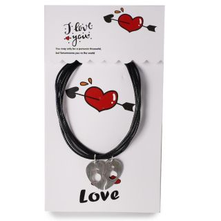 Pulseras De hilos Negros Reforzados Con Dije De Metal Corazón Grabado 12.6 Cm | ZXQ04126