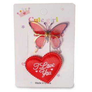 Picos Garza De Metal Chicos Con Mariposa Tornasol Y Corazón Rojo Estampado 10.4 Cm | ZXQ04174
