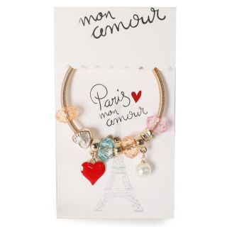 Pulsera De Metal Elástica Resorte En Color dorado Con Piedras Y Dijes De Colores 7 Cm | ZXQ02892