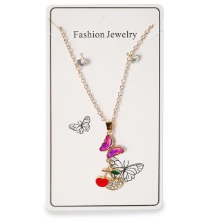 Collar Mediano Cadena De Metal Dorada Delgada Con Dije Mariposa Cerezas Cherry 13 Cm | ZXQ03832