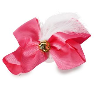 Pico Garza De Metal Grande Con Moño De Tela Esfera De Lentejuela Y Pluma 11.5 Cm | ZXQ04095